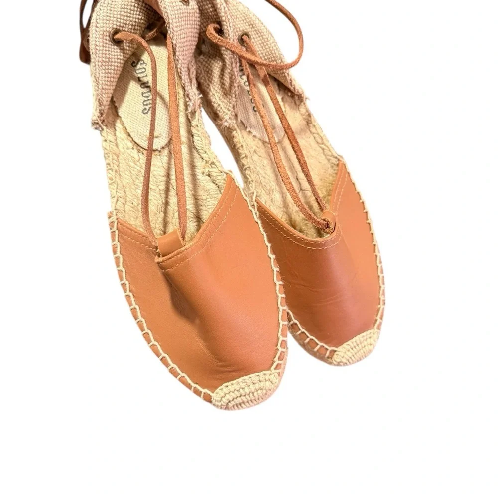 SALUDOS Wrap Gladiator Leather Tan Espadrille Flats
